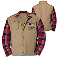 Patriotic Jacket With Cotton Flannel Collar And Sleeves
