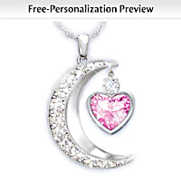 Moon-Shaped Personalized Pendant Necklace For Granddaughter