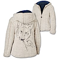 "Warmth Of The Wild" Sherpa Jacket With Wolf Art
