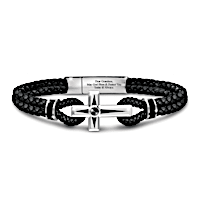 Genuine Black Sapphire Prayer For My Grandson Men's Bracelet