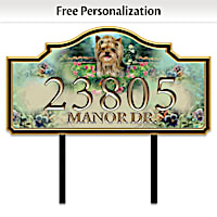 Warm Yorkie Welcome Personalized Address Sign