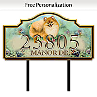 "Warm Pomeranian Welcome" Personalized Address Sign