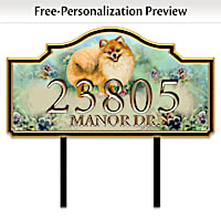 Warm Pomeranian Welcome Personalized Address Sign
