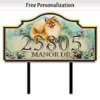 Warm Pomeranian Welcome Personalized Address Sign