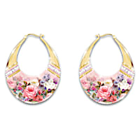 Breast Cancer Awareness Floral Hoop Earrings