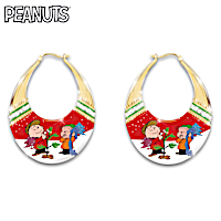 "PEANUTS Christmas" Hoop Earrings Featuring 12 Crystals