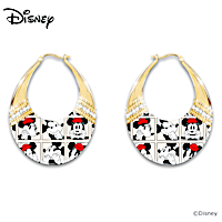 Disney Mickey Mouse And Minnie Mouse Earrings With Crystals