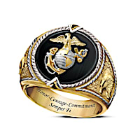 Solid Sterling Silver And 18K Gold-Plated Semper Fi Ring