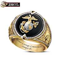 Solid Sterling Silver And 18K Gold-Plated Semper Fi Ring