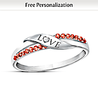 "Love" Diamond Ring With Your Crystal Birthstones