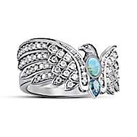"Legendary Beauty" Genuine Turquoise And Topaz Eagle Ring