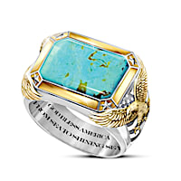 Genuine Turquoise God Bless America Ring