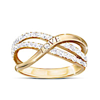 "Dance Of Love" Engraved Ring With 2 Dozen Genuine Diamonds