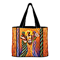 "Sisters Of The Sun" Quilted Tote Bag With Keith Mallett Art