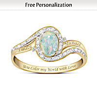Colors Of Our Love Opal And Diamond Personalized Ring