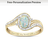 Colors Of Our Love Opal And Diamond Personalized Ring