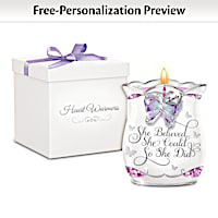 "She Believed She Could" Personalized Porcelain Candleholder