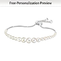 Diamond & Cultured Pearl Daughter Personalized Bracelet