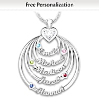 "Circle Of Love" Family Crystal Birthstone Pendant Necklace