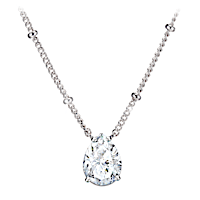 Solid Sterling Silver Simulated Diamond Pendant Necklace