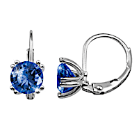 Solid Sterling Silver Simulated Sapphire Earrings