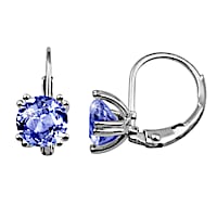 Solid Sterling Silver Simulated Tanzanite Earrings