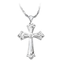 Diamond And White Topaz Woman Of God Pendant Necklace