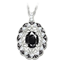 Italian Lace Black Spinel And Diamond Pendant Necklace