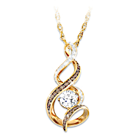 Mocha & White Diamond Necklace With 1-Carat Topaz Gemstone