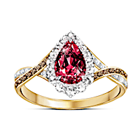 "Sweet Luxuries" Strawberry Topaz And Diamond Women's Ring