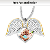 Angel Winged Heart Locket Personalized With Photo You Upload