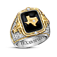 "Texas Spirit" Black Onyx And White Sapphire Men's Ring