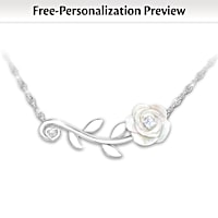 Personalized Mother-Of-Pearl & Diamond Necklace For Daughter