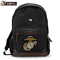 USMC Canvas Backpack With Free American Flag Pin