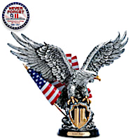Never Forget 9/11 Tribute Cold-Cast Pewter Eagle Sculpture