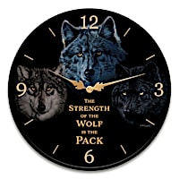 Vivi Crandall "Strength Of The Pack" Wolf Art Wall Clock