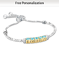 Birthstone Bracelet For Granddaughters With Name And Traits