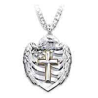 "One Nation Under God" Diamond Shield Pendant Necklace