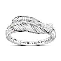 Angel Feather Diamond Remembrance Ring With Poem Card