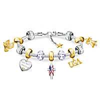 "God Bless America" Charm Bracelet With 11 Individual Charms