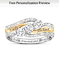 Personalized Diamond Couples Ring With 1.5+ Carats Of Topaz