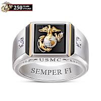 Marine Of Distinction Black Onyx And Diamond Ring