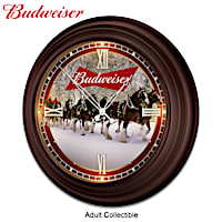 Budweiser Illuminated Atomic Wall Clock With Clydesdale Art