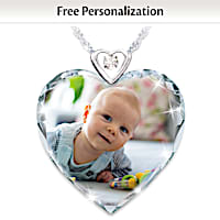 Personalized Photo Crystal Pendant Necklace With Diamond