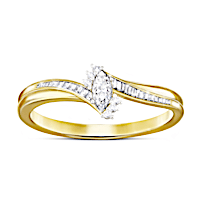 Solid 10K Yellow Gold Ring With Diamonds In 3 Different Cuts