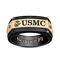 Genuine Sapphire USMC Salute Ring