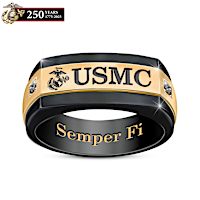 Genuine Sapphire USMC Salute Ring