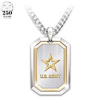 Genuine Diamond The Courage To Serve Army Pendant Necklace