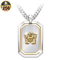 Genuine Diamond The Courage To Serve Navy Pendant Necklace