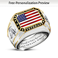 U.S. Veteran Ring Personalized With Military Rank And Name